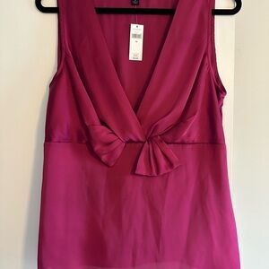 NWT Banana Republic Business Casual Deep Pink Sleeveless Satin Blouse size 14